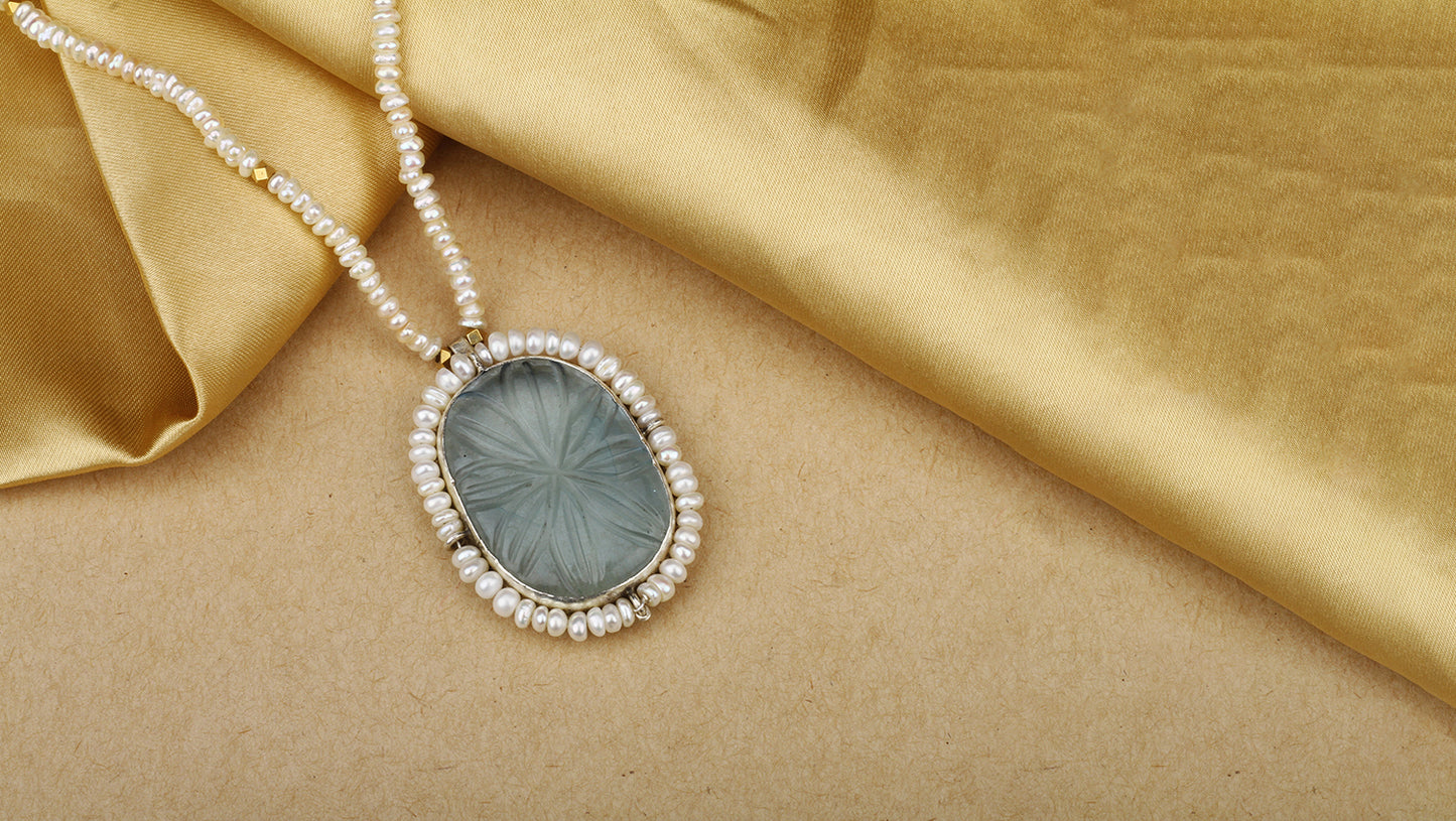 Sangeeta Boochra X Payal Singhal  Noor Silver Necklace with Pearl  Chain