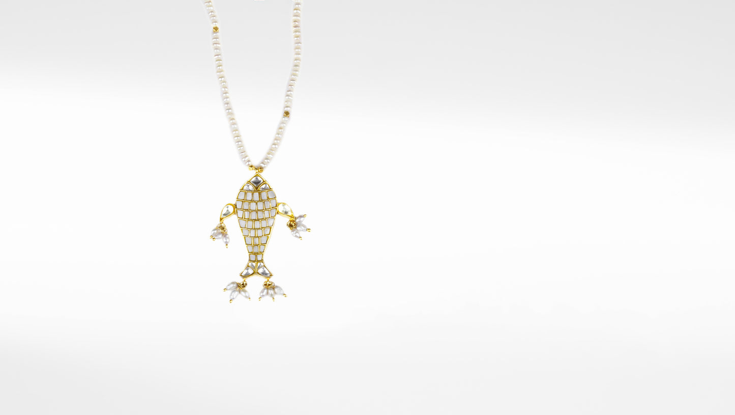 Sangeeta Boochra X Payal Singhal  Tanaz Silver Pendant with Pearl Chain