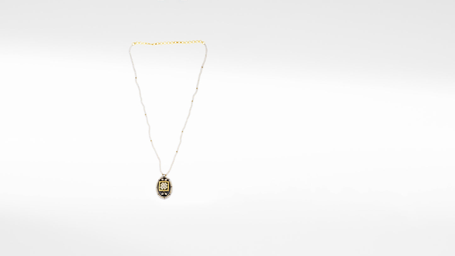 Sangeeta Boochra X Payal Singhal  Nusrat Silver Pendant with Pearl Chain