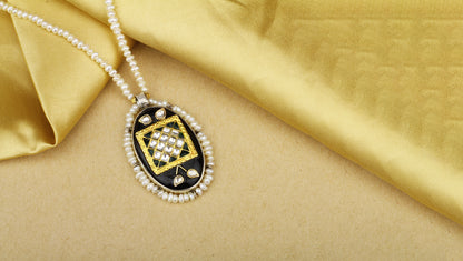 Sangeeta Boochra X Payal Singhal  Nusrat Silver Pendant with Pearl Chain