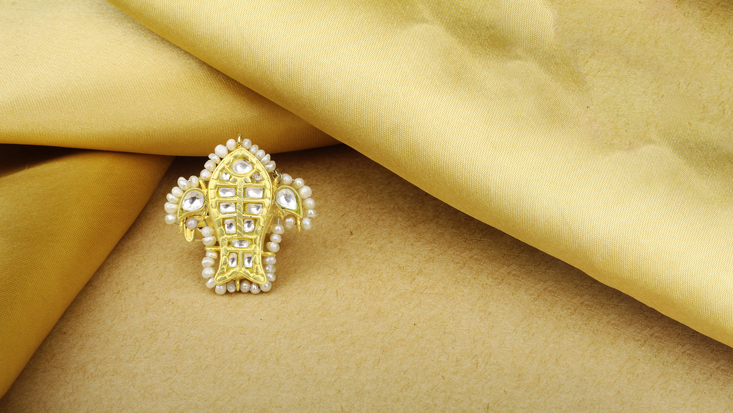 Sangeeta Boochra X Payal Singhal  Zaynab Silver Ring with Kundan Work