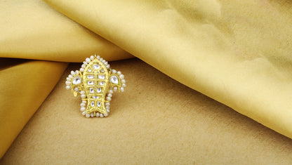 Sangeeta Boochra X Payal Singhal  Zaynab Silver Ring with Kundan Work