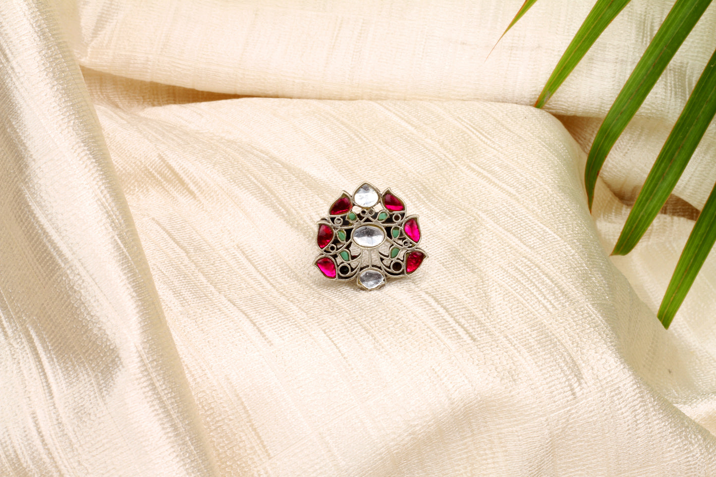Sangeeta Boochra Silver Ring with Kundan