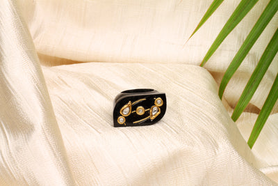 Sangeeta Boochra Black Onyx Ring with Gold Plated Inlay Work