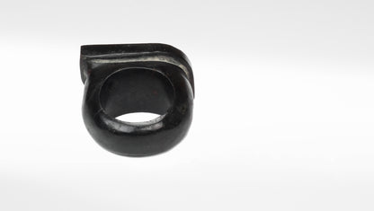 Sangeeta Boochra Black Onyx Ring with Gold Plated Inlay Work