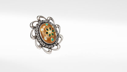 Sangeeta Boochra Silver Adjustable Onyx Ring