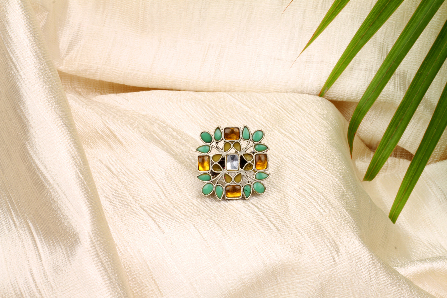 Sangeeta Boochra Silver Adjustable Traditional Ring