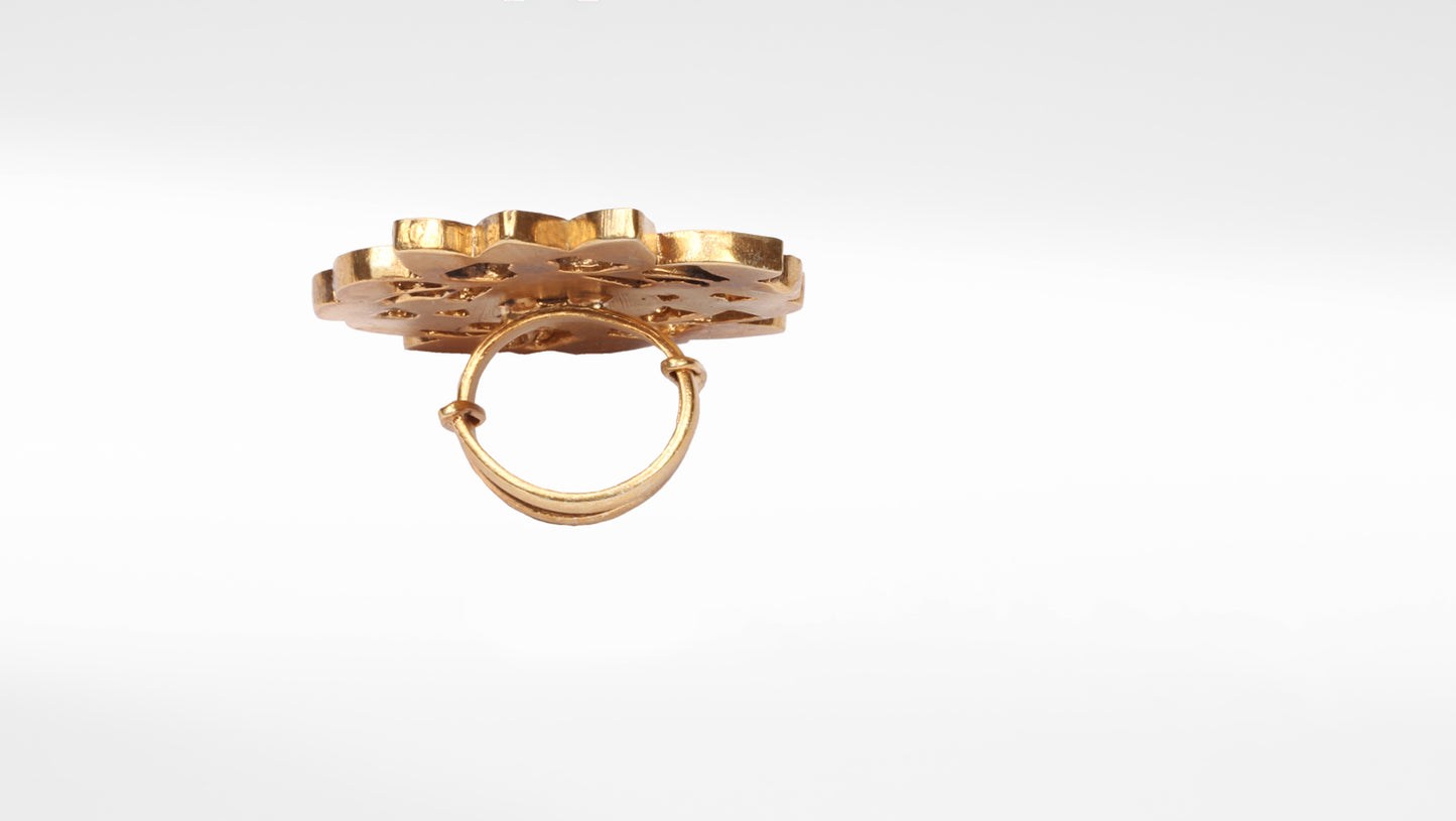 Sangeeta Boochra Silver Adjustable Gold Plated Ring