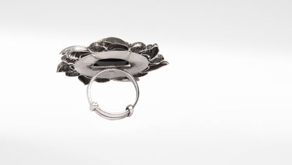 Sangeeta Boochra Silver Motifs Onyx Ring