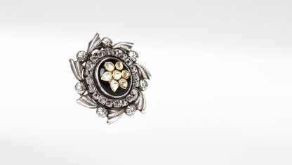 Sangeeta Boochra Silver Motifs Onyx Ring