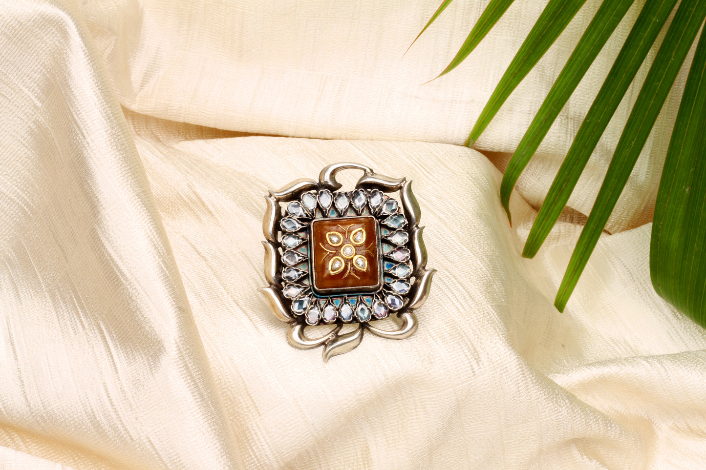 Sangeeta Boochra Silver Oxidised Motfis Ring