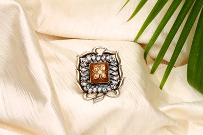 Sangeeta Boochra Silver Oxidised Motfis Ring