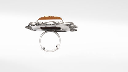 Sangeeta Boochra Silver Oxidised Motfis Ring