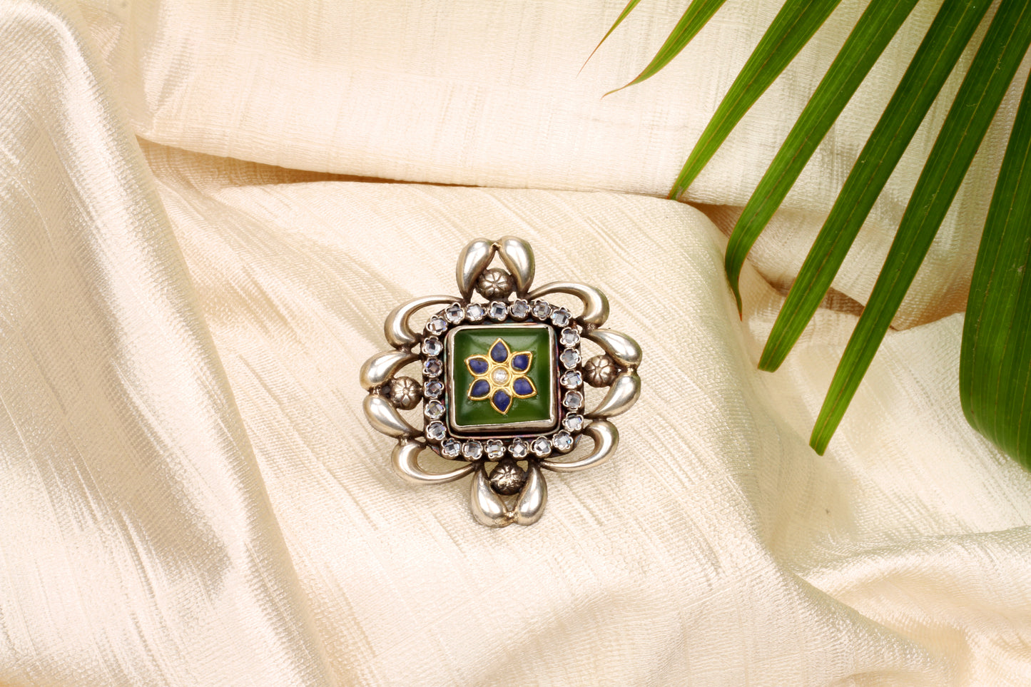 Sangeeta Boochra Silver Oxidised Motifs Ring