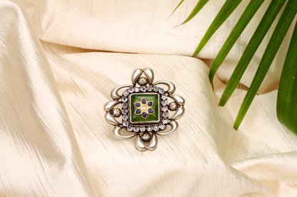 Sangeeta Boochra Silver Oxidised Motifs Ring