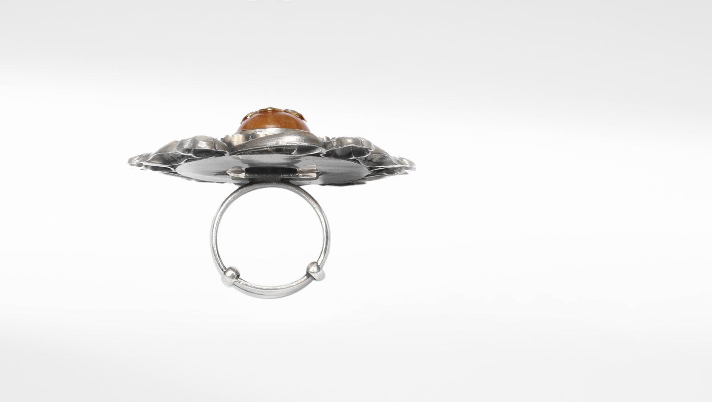Sangeeta Boochra Silver Adjustable Motifs Ring