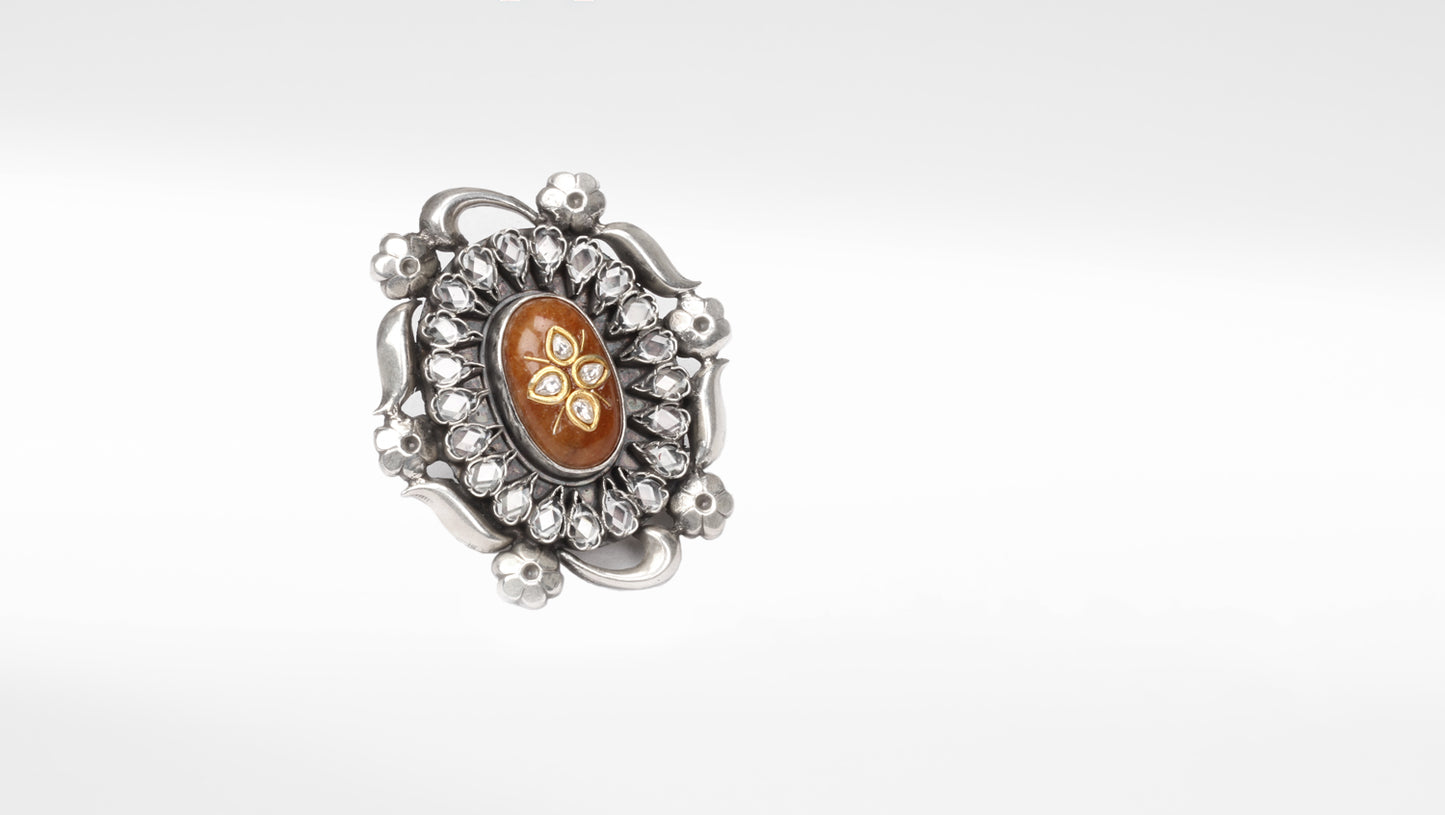 Sangeeta Boochra Silver Adjustable Motifs Ring