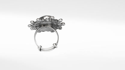 Sangeeta Boochra Silver Oxidised Adjustable Ring