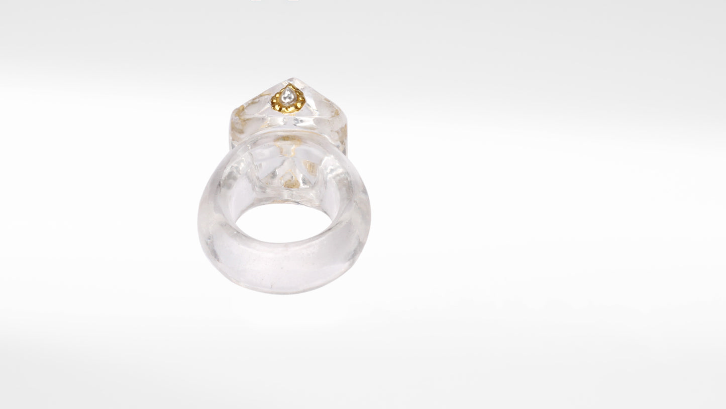 Sangeeta Boochra Gemstone Traditional Ring with Gold Plated Inlay