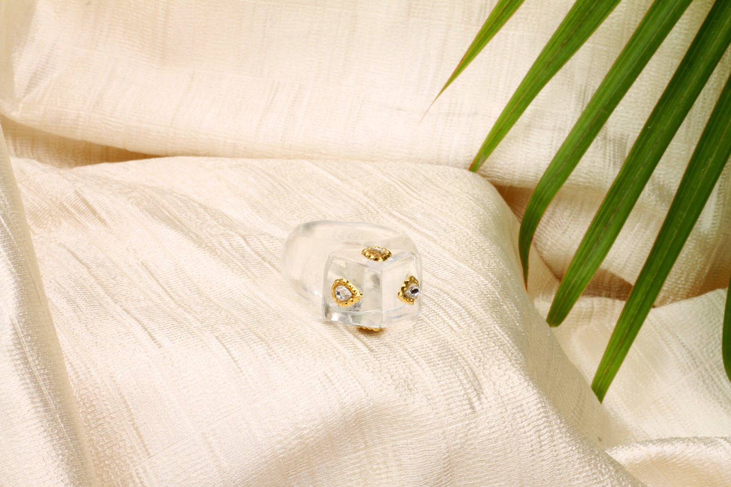 Sangeeta Boochra Gemstone Traditional Ring with Gold Plated Inlay