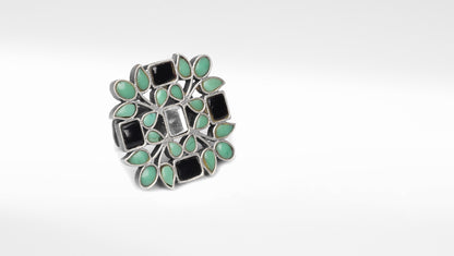 Sangeeta Boochra Silver Ring with Kundan