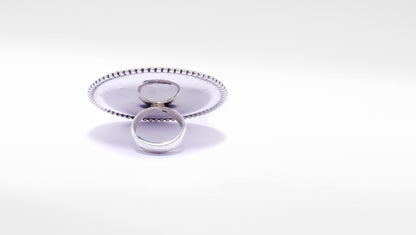 Oxidized Round Floral Design Tribal Ring