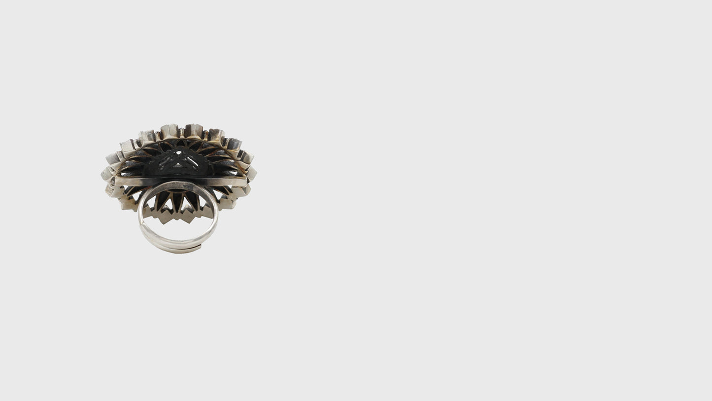 "Sculpted Polish: Sangeeta Boochra Silver Handcrafted Ring "