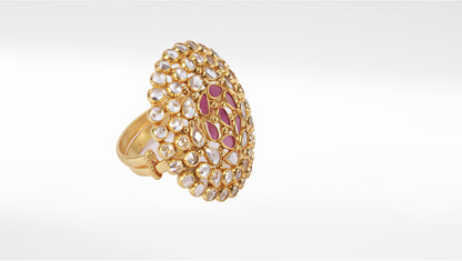 Sangeeta Boochra Pink Gold Tone Silver Adjustable Ring