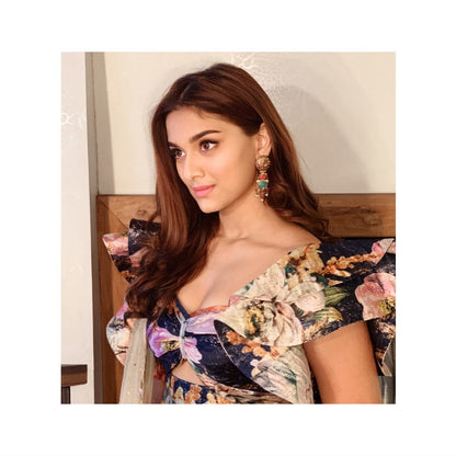 Saiee Manjrekar in Silver Handcrafted Earrings