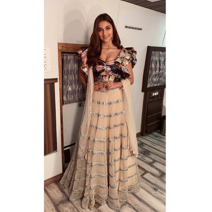 Saiee Manjrekar in Silver Handcrafted Earrings