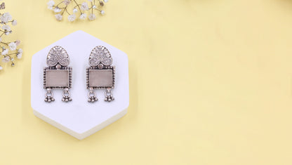 "Elegant Simplicity: Sangeeta Boochra Designer Silver Stud Earrings "