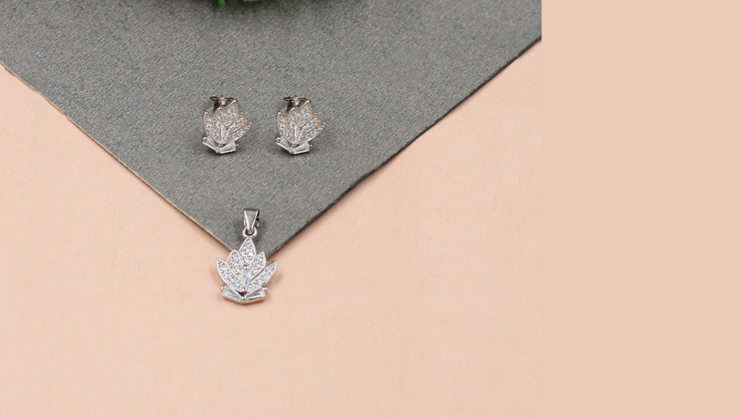 Galaxy-Inspired Elegance CZ Earrings with Pendant Combo Set