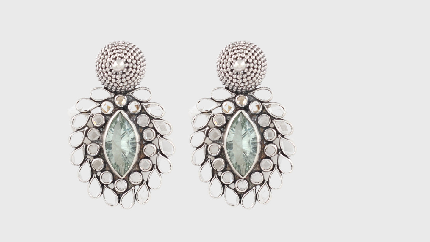 Exquisite Handcrafted Silver Earrings with Hydro Gems