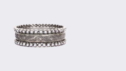 Stylish Floral Sabrina Silver Bracelet with floral embellishments