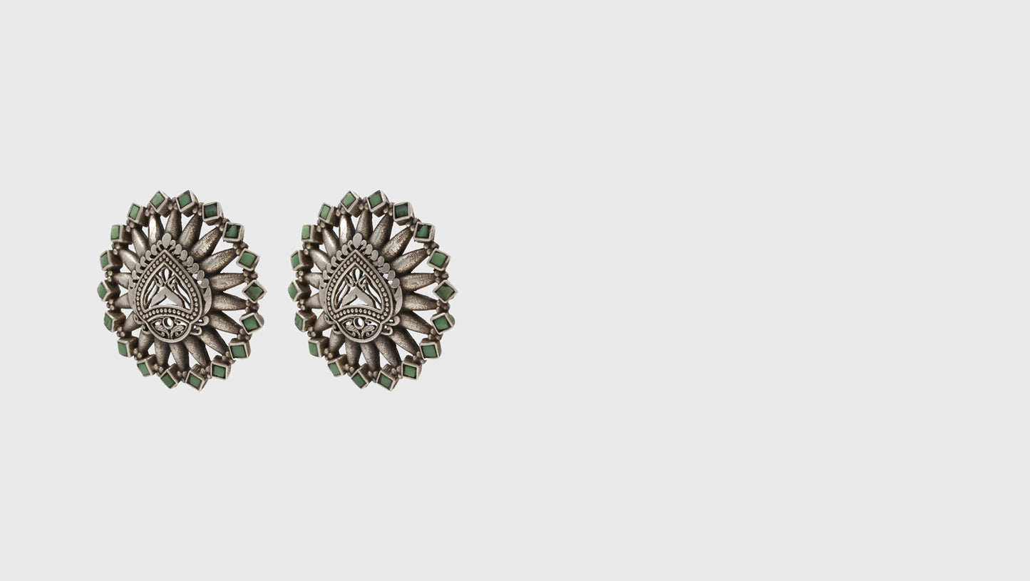 "Radiant Polish: Sangeeta Boochra Silver Handcrafted Studs "