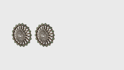 "Radiant Polish: Sangeeta Boochra Silver Handcrafted Studs "