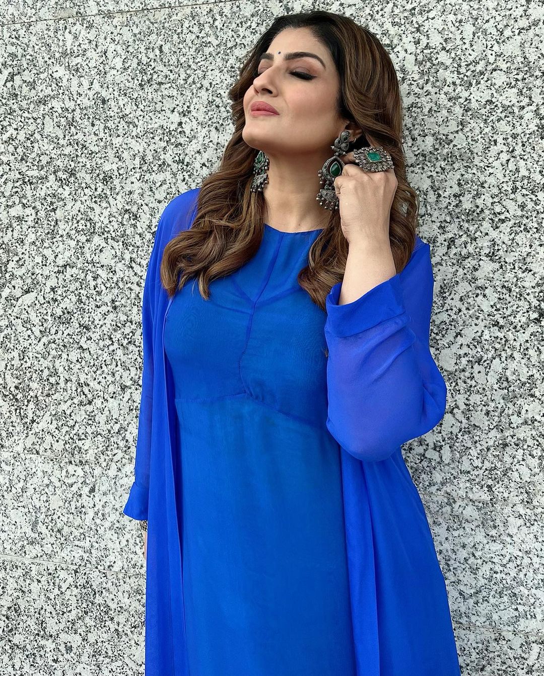 Raveena Tandon In Silver Jewellery