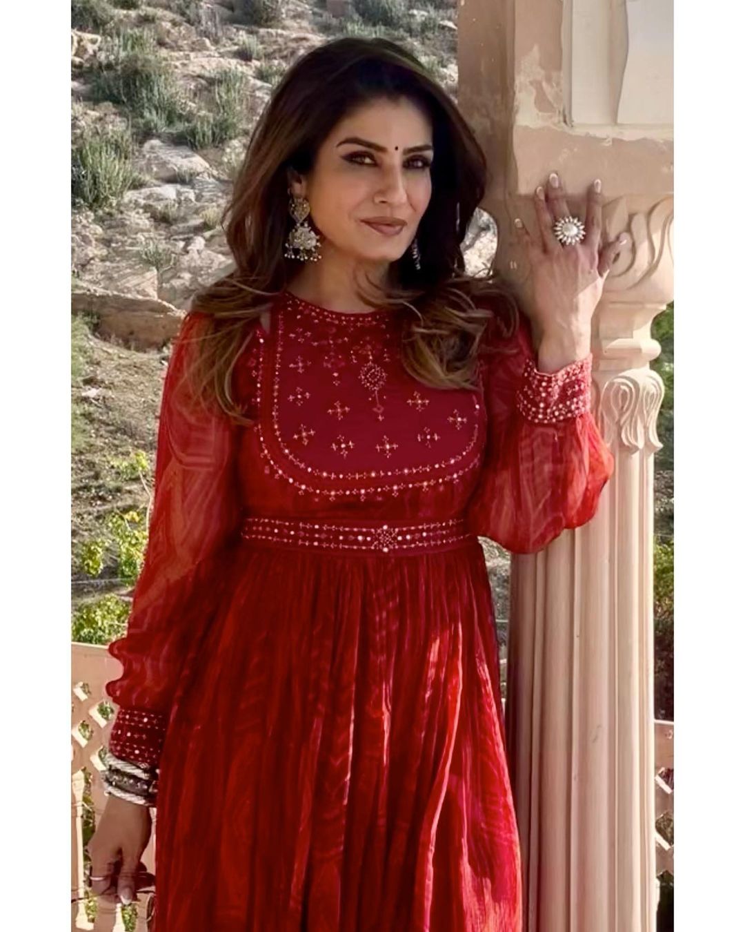 Raveena Tandon In Silver Jewellery