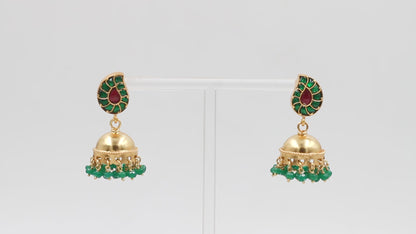 Silver Jhumki Earrings with Gold Accentuation