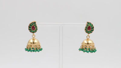 Silver Jhumki Earrings with Gold Accentuation