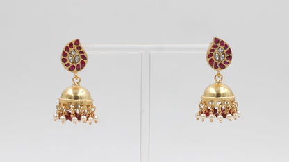 Silver Jhumki Enriched with Polished Gold