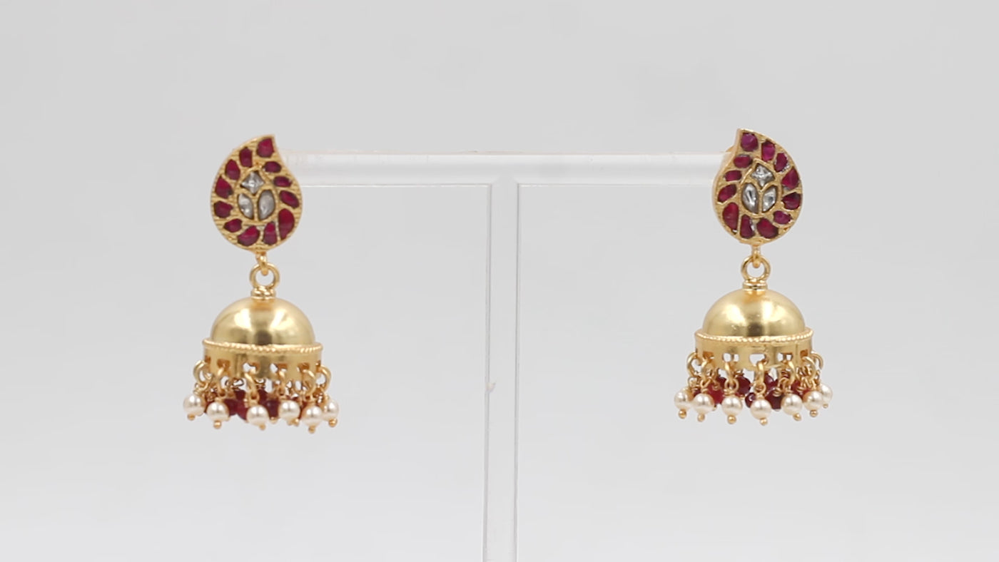 Silver Jhumki Enriched with Polished Gold