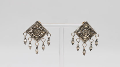 Oxidized Silver Stud with Hanging Ghunghroo