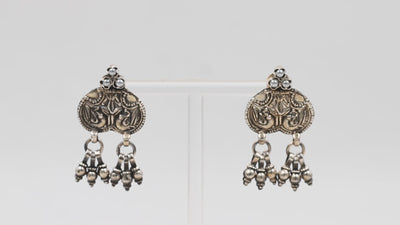 Oxidized Silver Earring with Hanging Ghunghroo