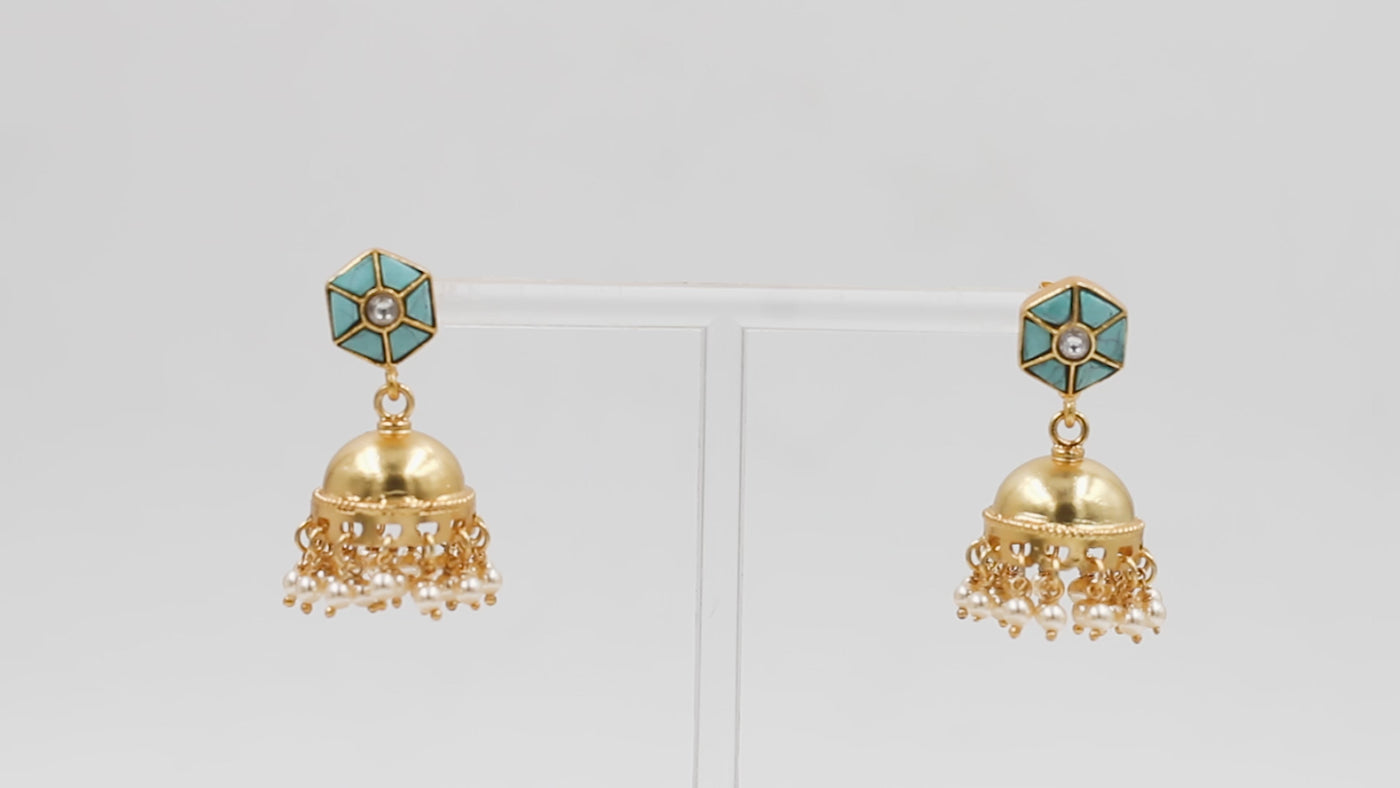 Silver Jhumki Earrings with a Hint of Gold
