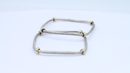 Pair Of Square Shape Silver Bangle