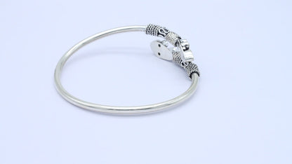 Free Size Silver Designer Bangle Embellished with Mix Gemstone