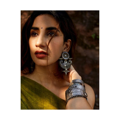 Parul Gulati in Sangeeta Boochra Silver Handmade Antique Earrings