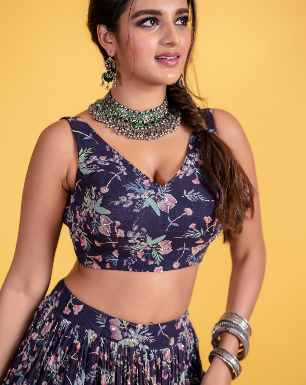 Nidhi Agarwal In Earrings, Necklace And Bangles-Earrings-Sangeeta Boochra