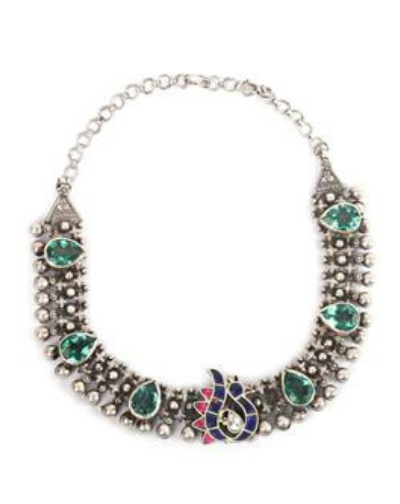 Sangeeta Boochra Multicolor Tribal Silver Necklace-Necklace-Sangeeta Boochra